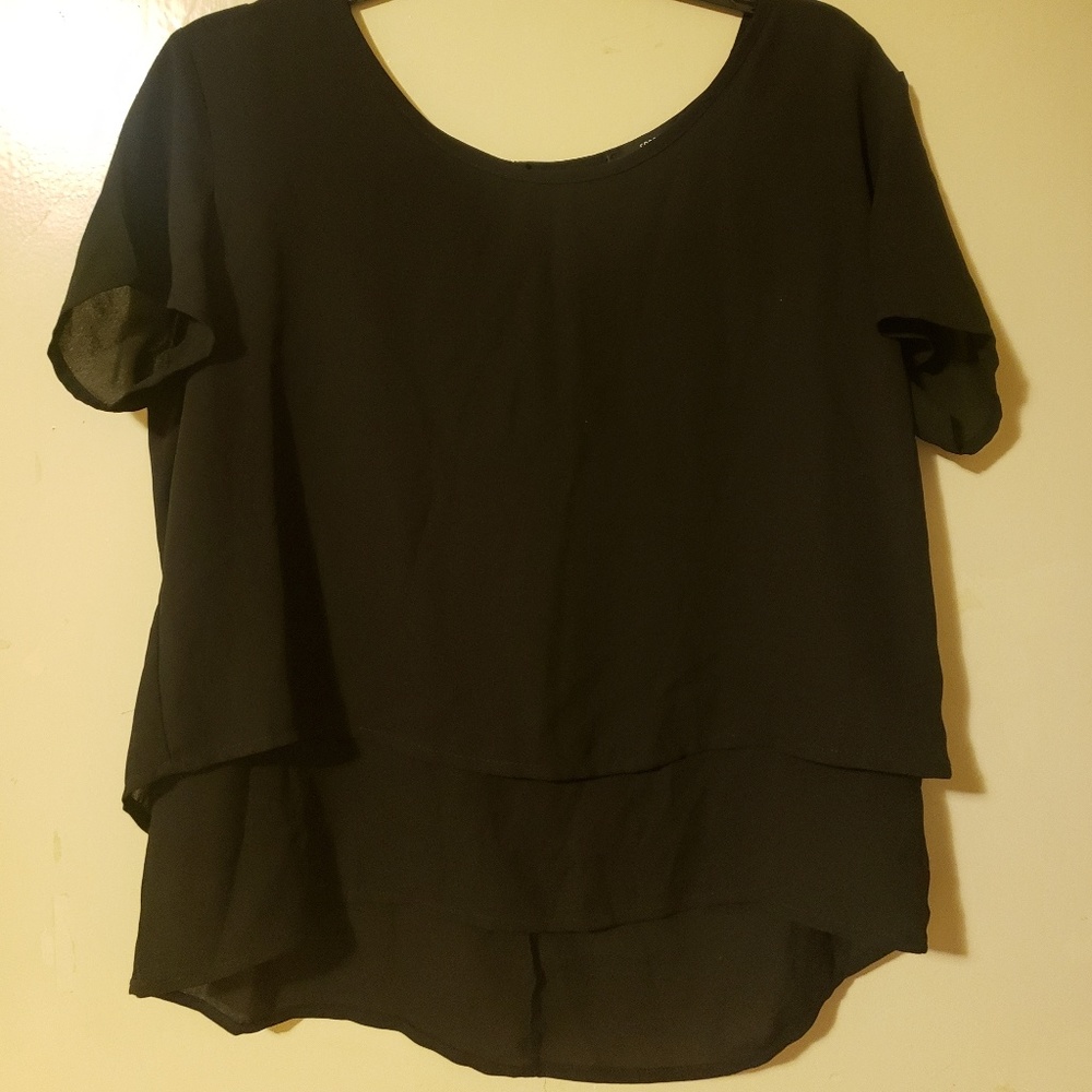 NWOT Black Sheer Layered Top
